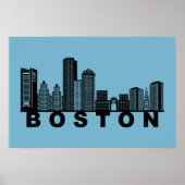 Boston Skyline Silhouette  ポスター (正面)