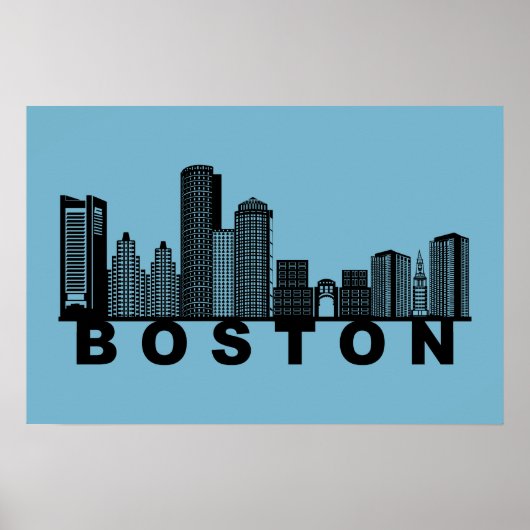 Boston Skyline Silhouette  ポスター (正面)
