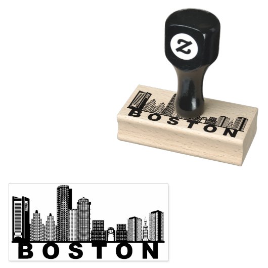 Boston Skyline Silhouette ラバースタンプ (押印)