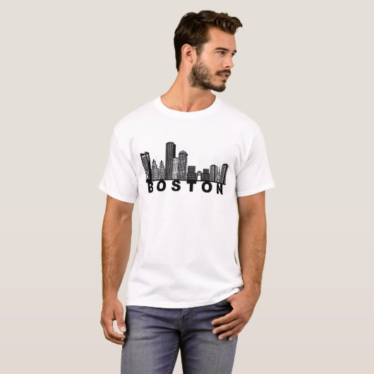 Boston Skyline Silhouette  Tシャツ (正面フル)