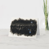 Boston Skyline Watercolor Night Greeting Card カード (正面)