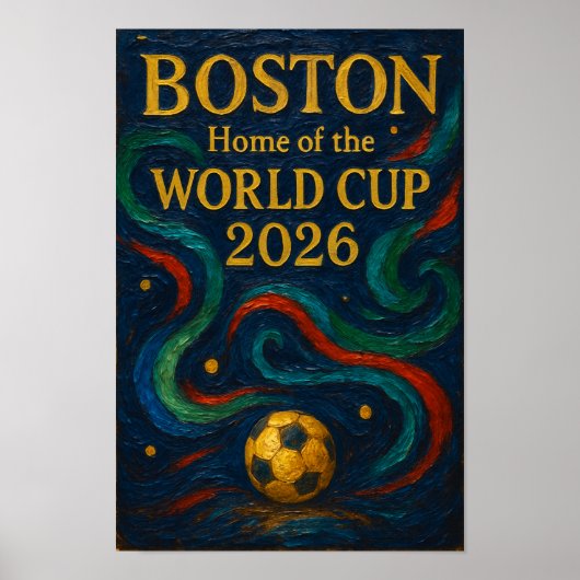 Boston Soccer Art 2026 Football Design ポスター (正面)