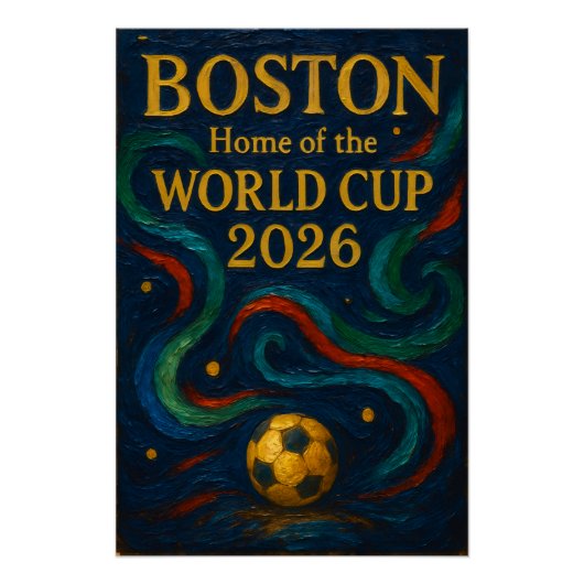 Boston Soccer Art 2026 Football Design ポスター (正面)
