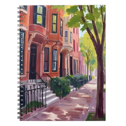 Boston Summer | Massachusetts Brownstone Houses ノートブック (正面)
