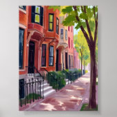 Boston Summer | Massachusetts Brownstone Houses ポスター (正面)