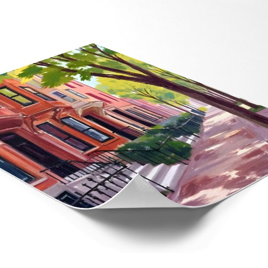 Boston Summer | Massachusetts Brownstone Houses ポスター (角)