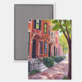 Boston Summer | Massachusetts Brownstones マグネット (正面/裏面)
