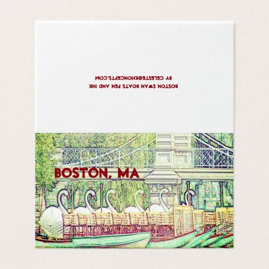 Boston Swan Boats in Pencil and Ink folded card (外部フラット)