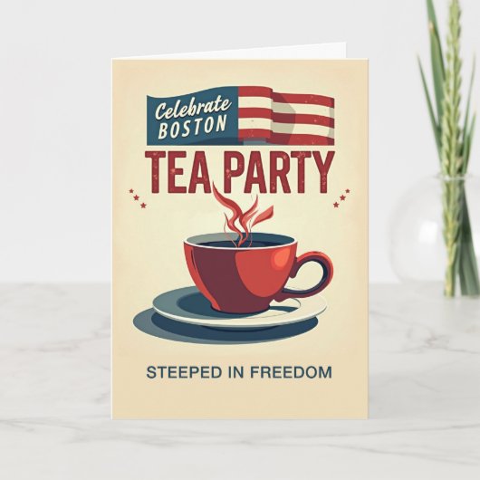 Boston Tea Party Day Bold Red Cup American Banner カード (正面)