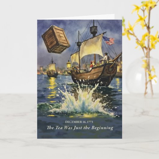 Boston Tea Party Day Historical Just the Beginning カード (黄色い花)