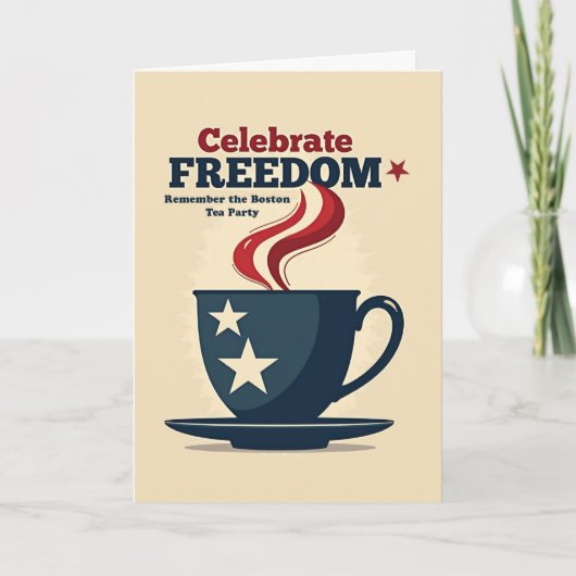 Boston Tea Party Day Patriotic Freedom with Stars カード (正面)