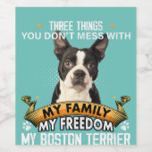 Boston Terrierと一緒に混乱しない3つのこと ワインラベル (シングルラベル)