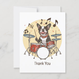 Boston Terrierのドラム演奏に感謝 ポストカード