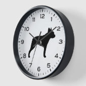 Boston Terrierシルエット(数字と分) 壁時計 (傾斜)