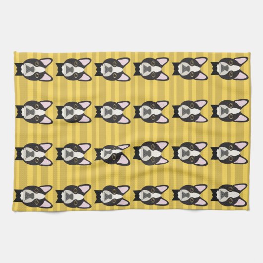 Boston Terrier キッチンタオル (横)