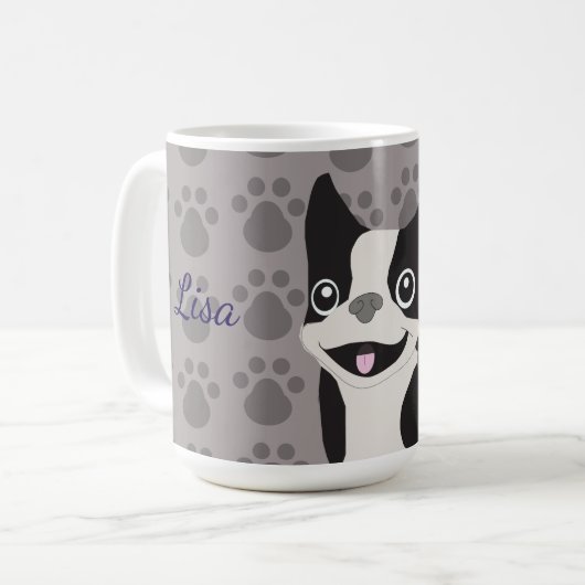 Boston Terrier コーヒーマグカップ (正面左)