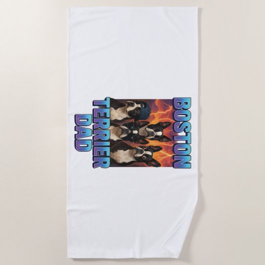 Boston Terrier ビーチタオル (正面)