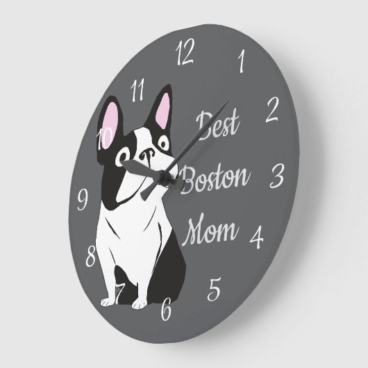 Boston terrier ラージ壁時計 (傾斜)