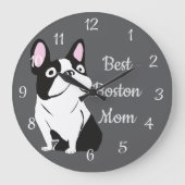 Boston terrier ラージ壁時計 (正面)