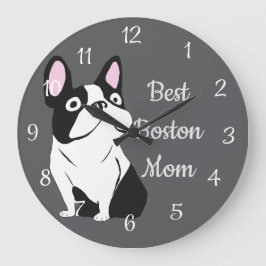 Boston terrier ラージ壁時計