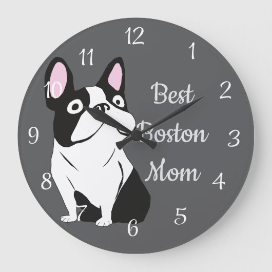 Boston terrier ラージ壁時計 (正面)