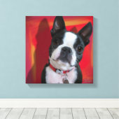 Boston Terrier 12x12の引き伸ばしキャンバス キャンバスプリント (インサイチュ (ウッドフロア))