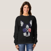 Boston Terrier 4th Of July American Sunglass Boys スウェットシャツ (正面フル)