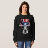 Boston Terrier 4th of July Uncle Sam Kids Boys Ame スウェットシャツ (正面フル)