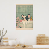 Boston Terrier Art Print Japanese Ukiyo-e Style ポスター (キッチン)