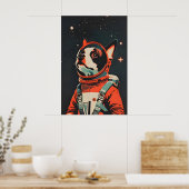 Boston Terrier Astronaut Poster, Boston Terrier ポスター (キッチン)