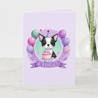 Boston Terrier Birthday Card シーズンカード