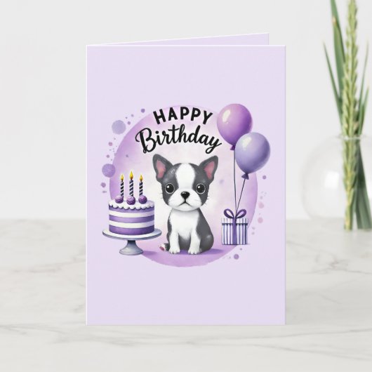 Boston Terrier Birthday Card シーズンカード (正面)