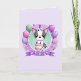 Boston Terrier Birthday Card シーズンカード
