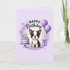 Boston Terrier Birthday Card シーズンカード