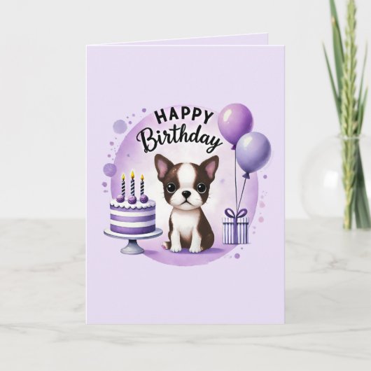 Boston Terrier Birthday Card シーズンカード (正面)