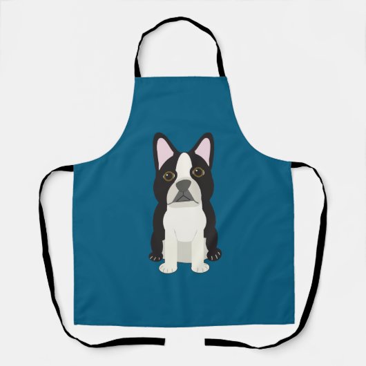Boston Terrier blue エプロン (正面)