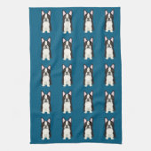Boston Terrier blue キッチンタオル (縦)