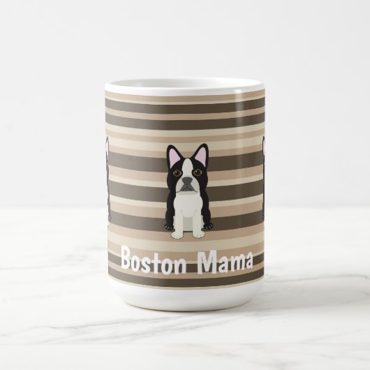 Boston Terrier, Boston Mama Neutral striped コーヒーマグカップ (中央)