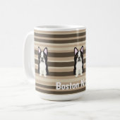Boston Terrier, Boston Mama Neutral striped コーヒーマグカップ (正面左)
