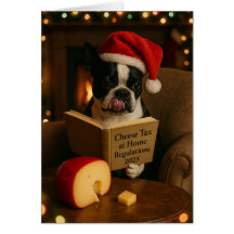 Boston Terrier 'Cheese Tax' Christmas card