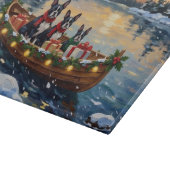 Boston Terrier Christmas Boat Holiday カッティングボード (角)