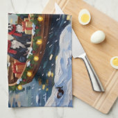 Boston Terrier Christmas Boat Holiday キッチンタオル (四つ折り)