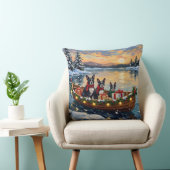 Boston Terrier Christmas Boat Holiday クッション (椅子)