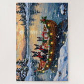 Boston Terrier Christmas Boat Holiday ジグソーパズル (縦)