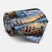 Boston Terrier Christmas Boat Holiday ネクタイ (ロール)