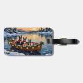 Boston Terrier Christmas Boat Holiday ラゲッジタグ (裏面横)