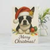 Boston Terrier Christmas Card 招待状 (スタンド正面)