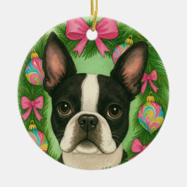 Boston Terrier Christmas Ornament セラミックオーナメント