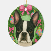 Boston Terrier Christmas Ornament セラミックオーナメント (左)