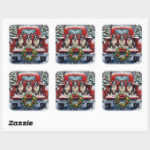 Boston Terrier Christmas Red Truck Holiday スクエアシール (シート)